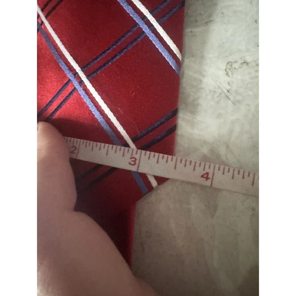 Tommy Hilfiger 2 Silk Ties Red Blue Geometric Striped Print Preppy Nautical Work